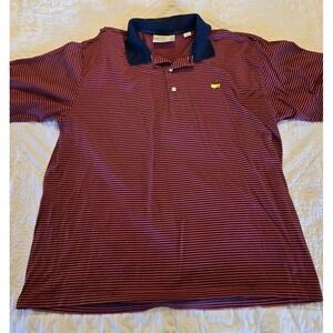 Augusta National Golf Shop Men's XL Red Navy Blue Striped Golf Polo Shirt EUC
